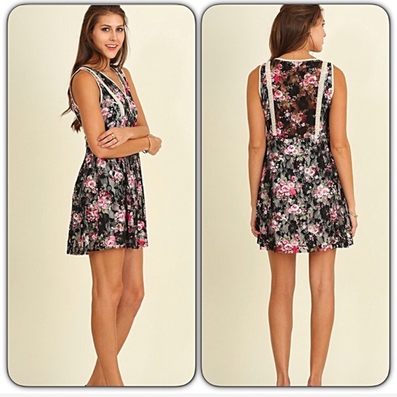 Gorgeous Floral Lace Slip Sleeveless Dress SML NWT - Picture 3 of 5